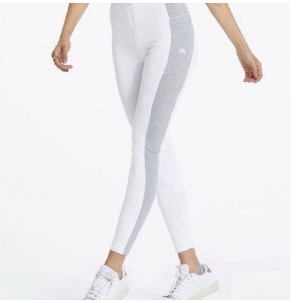 Vuori Granite Zip Leggings White Gray Front Zipper Womens XS